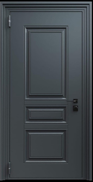 Входная термодверь с металлофиленкой и порошковым напылением RAL 7021 (тип №5) Входная термодверь с металлофиленкой и порошковым напылением RAL 7021 (тип №5)
