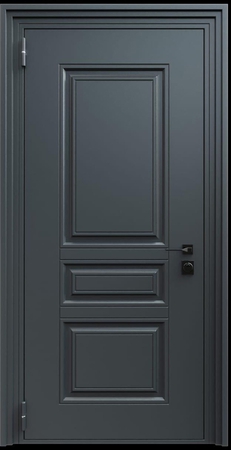 Входная термодверь с металлофиленкой и порошковым напылением RAL 7021 (тип №5) Входная термодверь с металлофиленкой и порошковым напылением RAL 7021 (тип №5)