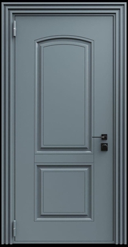 Входная термодверь с металлофиленкой и порошковым напылением RAL 7011 (тип №3) Входная термодверь с металлофиленкой и порошковым напылением RAL 7011 (тип №3)